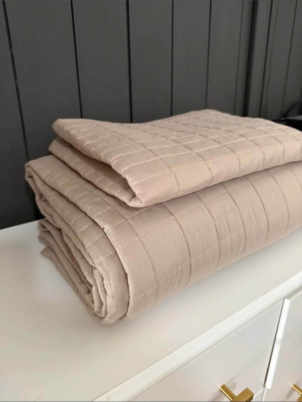 Taupe Soft Quilted Beige Bedspread/Sham- Neutral Bedding Twin
